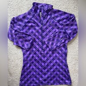 Nike Purple Dry Fit Plaid Athletic 3/4 Zip top